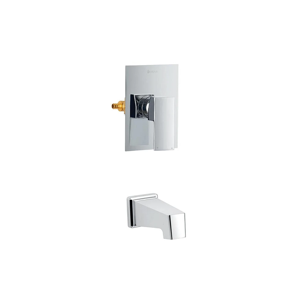 Square Pressure-balanced shower set with spout. PEX connection 1/2-in chrome finish