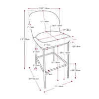 Ensemble de 2 tabourets de bar modernes rembourrés en tissu bouclé de luxe Addison de CorLiving - Tabourets de bar de 25,5 pouces à hauteur de comptoir pour îlot de cuisine - Tabourets modernes élégan