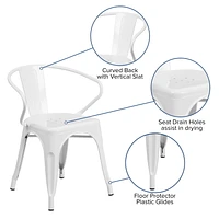 White Metal Indoor-Outdoor Chair with Arms