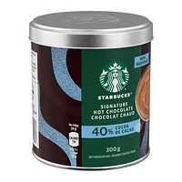 STARBUCKS SIGNATURE HOT CHOCOLATE Mix, 40% Cocoa, Proudly Prepared in Canada with 100% Rainforest Alliance Sustainably Sourced Cocoa, 300g Canister 300.000, 300g