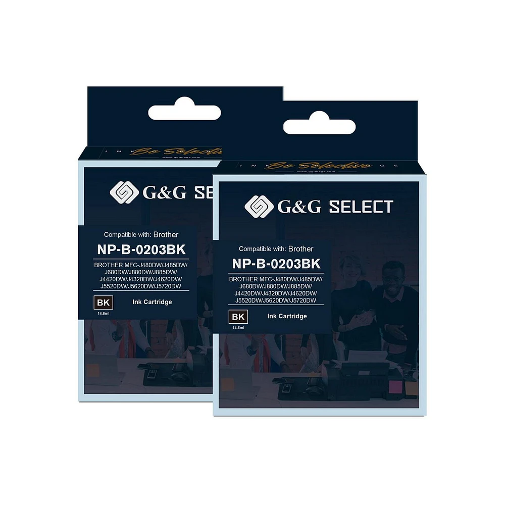 G&G Select Brother LC203 New Compatible Black Ink Cartridge 2 pack