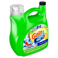 Détergent à lessive liquide Gain Ultra Oxi, parfum Waterfall Delight, 2 en 1, convient aux laveuses HE
