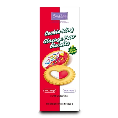 Red & White Cookie Icing 2 Pack 200g, COOKIE ICING 2PK RED_WHITE 200g