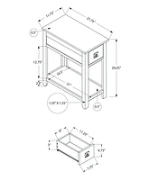 Monarch Specialties  Table D'appoint, Bout, Table D'appoint, Table De Nuit, Chambre À Coucher, Étroit, Tiroir De Rangement, Placage Brun, Transitionnel
