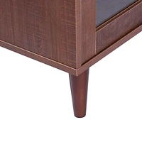 Homylin Armoire de rangement d'accent rétro en bois avec portes et tiroirs transparents, casier d'angle de 48,8 po de largeur pour salon - Marron