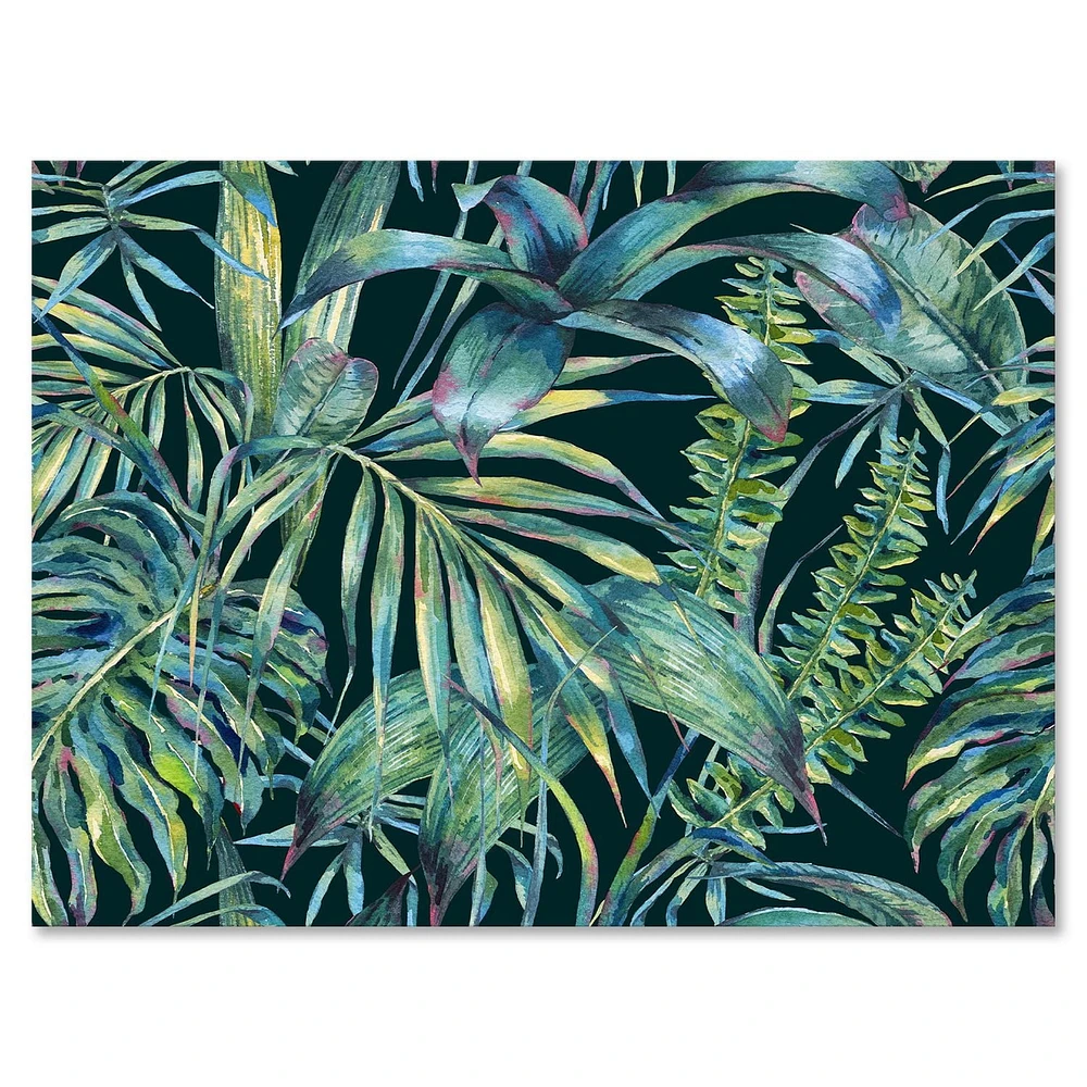 Designart Feuilles naturelles exotiques sur foncé I Art mural sur toile