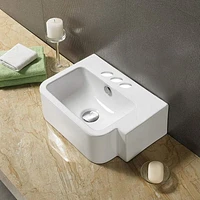 American Imaginations 17.5-in. W Above Counter White Bathroom Vessel Sink For 3H4-in. Left Drilling AI-28307
