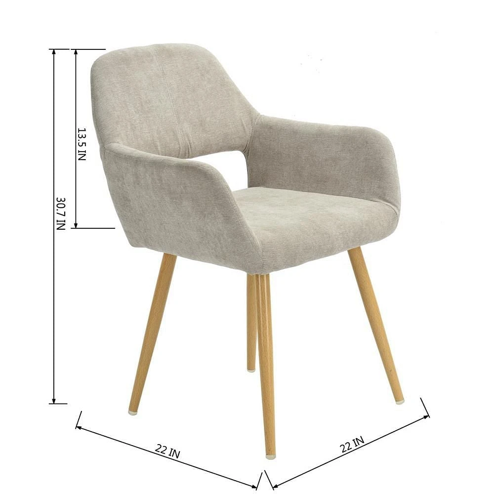Homy Casa Lot de 2 chaises d'appoint avec accoudoirs, siège rembourré à dossier moyen, design à dossier ouvert pour la réception du salon