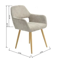 Homy Casa Lot de 2 chaises d'appoint avec accoudoirs, siège rembourré à dossier moyen, design à dossier ouvert pour la réception du salon