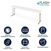 Table de formation pliante en plastique blanc granite de 18 po larg. x 96 po long.