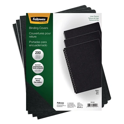 Linen Presentation Covers - Oversize, Black, 200 pack