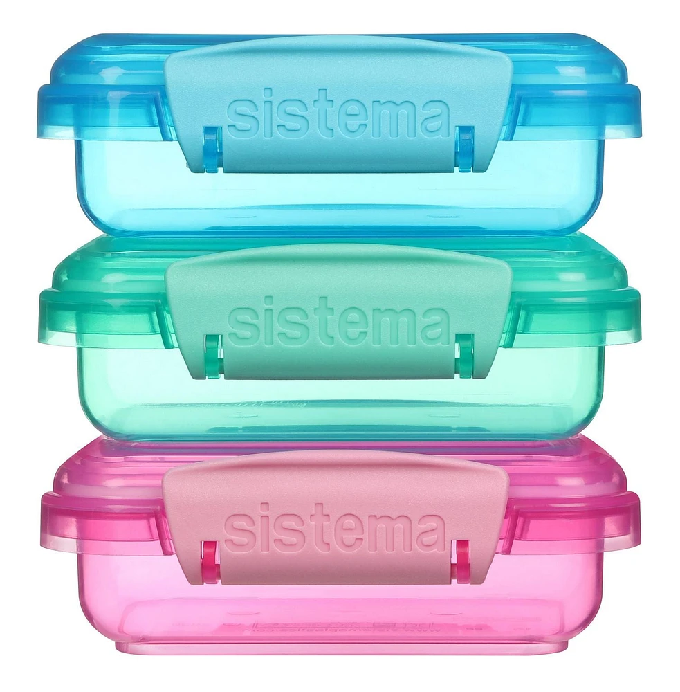 Sistema Lunch Collection Food storage Containers, Assorted Colours, 3 Pack