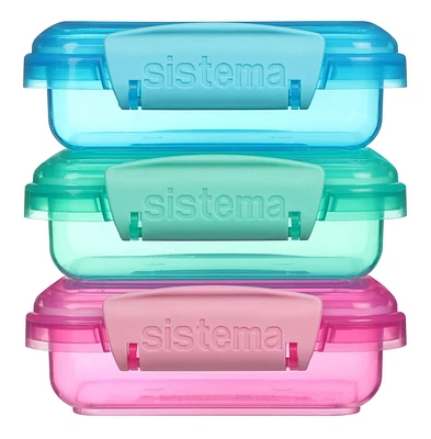 Récipients d’entreposage pour aliments du dîner Sistema, couleurs assorties, paquet de 3