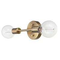 Applique murale réversible en métal à 2 ampoules Alexandria par Globe Electric, laiton mat, 51736