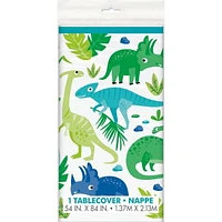 Nappe de table en plastique dinosaure bleu et vert, 54"x84"