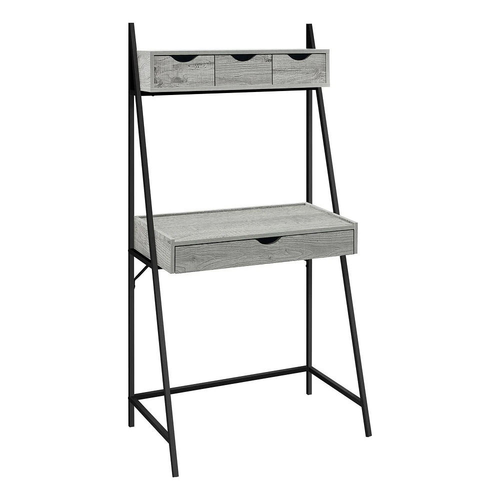 Monarch Specialties Bureau, Bureau À Domicile, Ordinateur Portable, Penché, Tiroirs De Rangement, 32"l, Travail, Métal, Stratifié, Gris, Noir, Contemporain, Moderne
