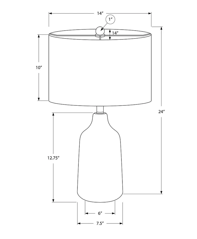 Monarch Specialties  Luminaire, 24"h, Lampe De Table, Béton Noir, Une Nuance De Gris, Contemporain