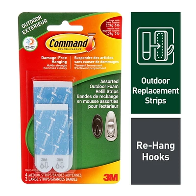 Command™ Outdoor Refill Strips 17615AW-EF, Medium/Large