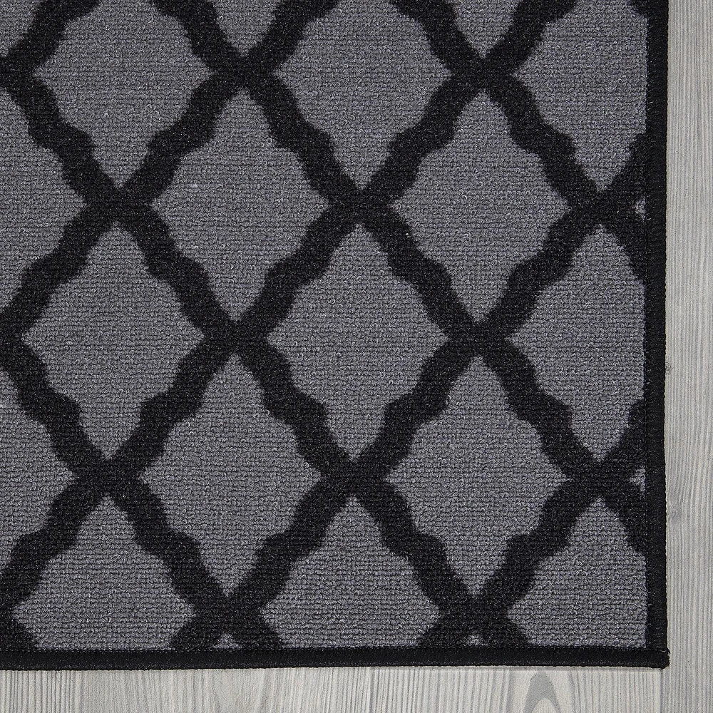 Tapis élégant à motif de treillis à sous-couche en caoutchouc de la collection Glamour