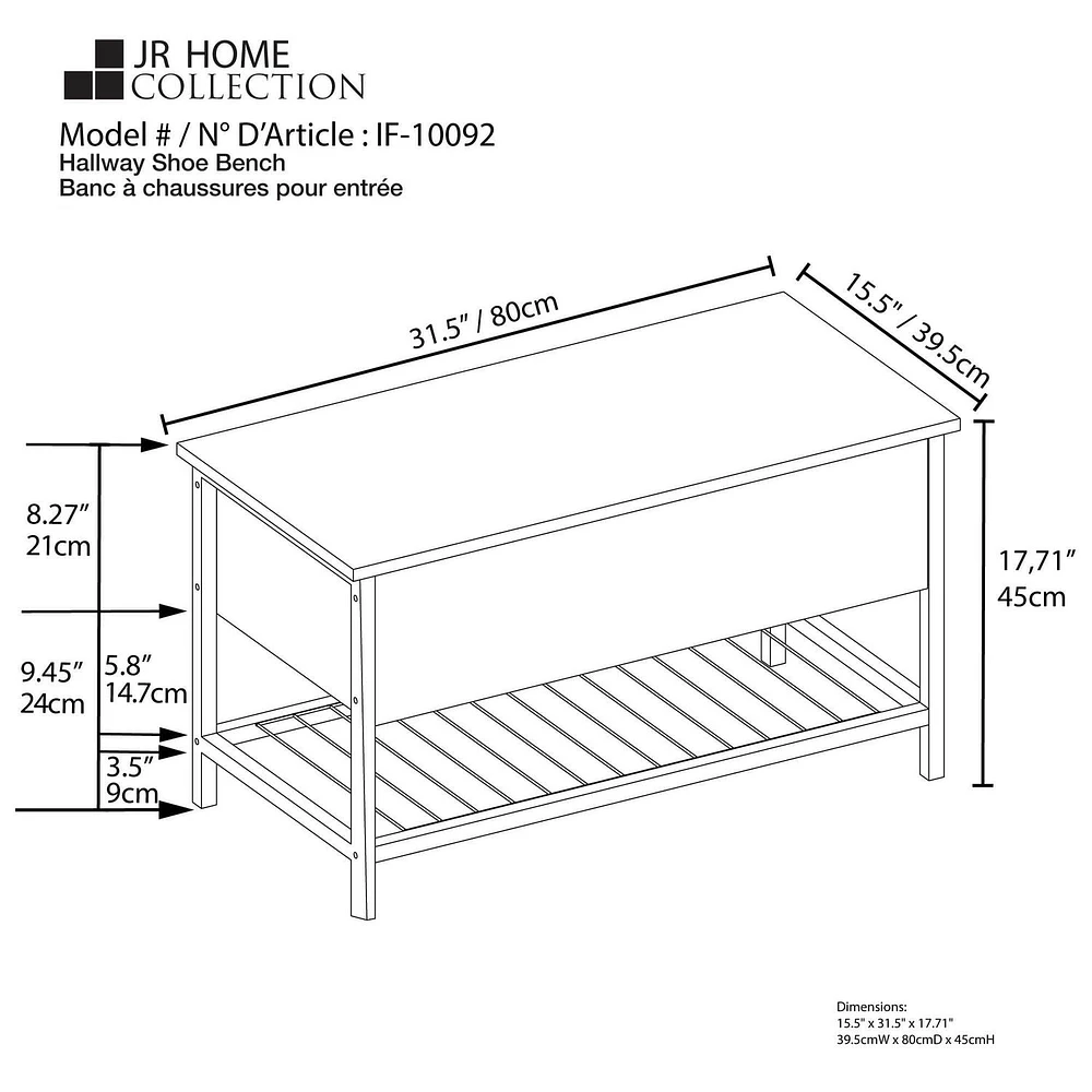 JR Home Collection  - Banc à chaussures pour entrée
