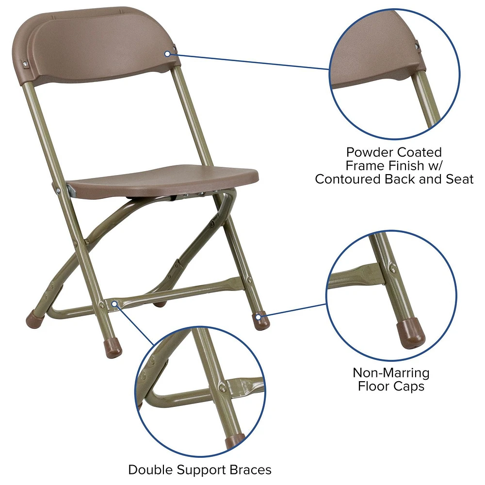 Lot de 2 pièces - Chaise pliante en plastique brun pour enfants