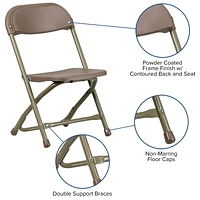 Lot de 2 pièces - Chaise pliante en plastique brun pour enfants
