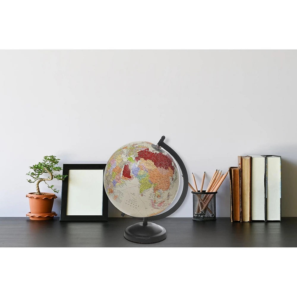 8" Decorative Ivory Globe With Stand