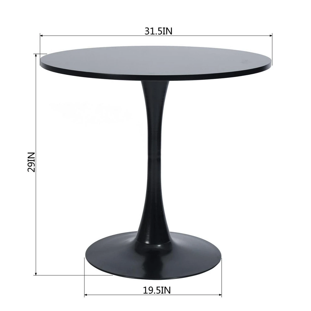 Homy Casa 31.5 Inch Dia Modern Round Dining Table - Sleek Bistro Table with Stable Base, White/ Black