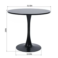 Homy Casa 31.5 Inch Dia Modern Round Dining Table - Sleek Bistro Table with Stable Base, White/ Black