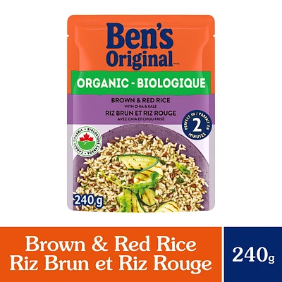 BEN'S ORIGINAL Organic Brown & Red Rice With Chia & Kale, Side Dish, 240g Pouch, PERFECT EVERY TIME™