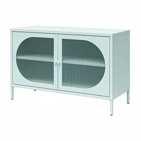 Mr. Kate Luna Large armoire d'appoint à 2 portes avec verre cannelé, bleu ciel