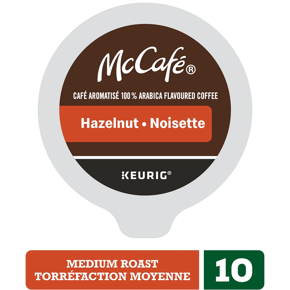McCafé Premium Hazelnut Flavoured, Medium Roast, K-Cup Coffee Pods, 10 Count, 10 Count