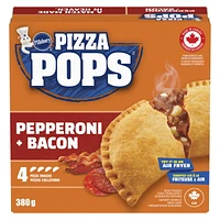 Pillsbury Pizza Pops, Pepperoni + Bacon, Frozen Pizza Snacks, 380 g, 4 ct, 4 pizza snacks, 380 g