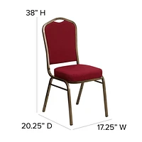 Chaise de banquet empilable de la série HERCULES avec dossier couronne en tissu bourgogne - Cadre doré