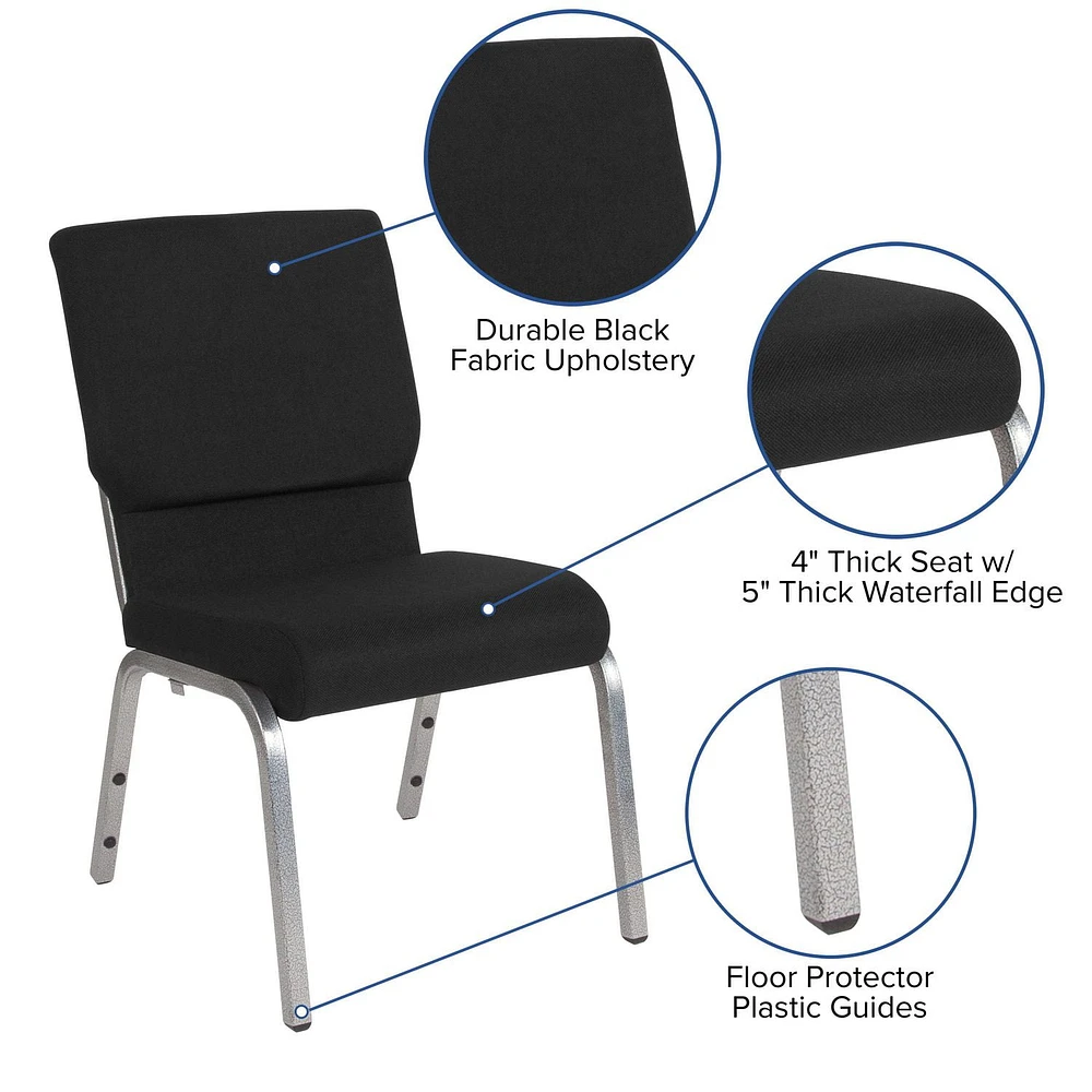 Flash Furniture Hercules Series 21''W Stacking Church Chair in Black Fabric
