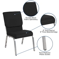 Flash Furniture Hercules Series 21''W Stacking Church Chair in Black Fabric