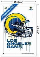 NFL Los Angeles Rams - Drip Helmet 20 Wall Poster, 14.725" x 22.375" Framed