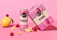 Organic, No Sugar, Natural, Raw and Unpasteurized, Naturally Caffeinated Remedy Kombucha Raspberry Lemonade 4PK, 4x355 ML