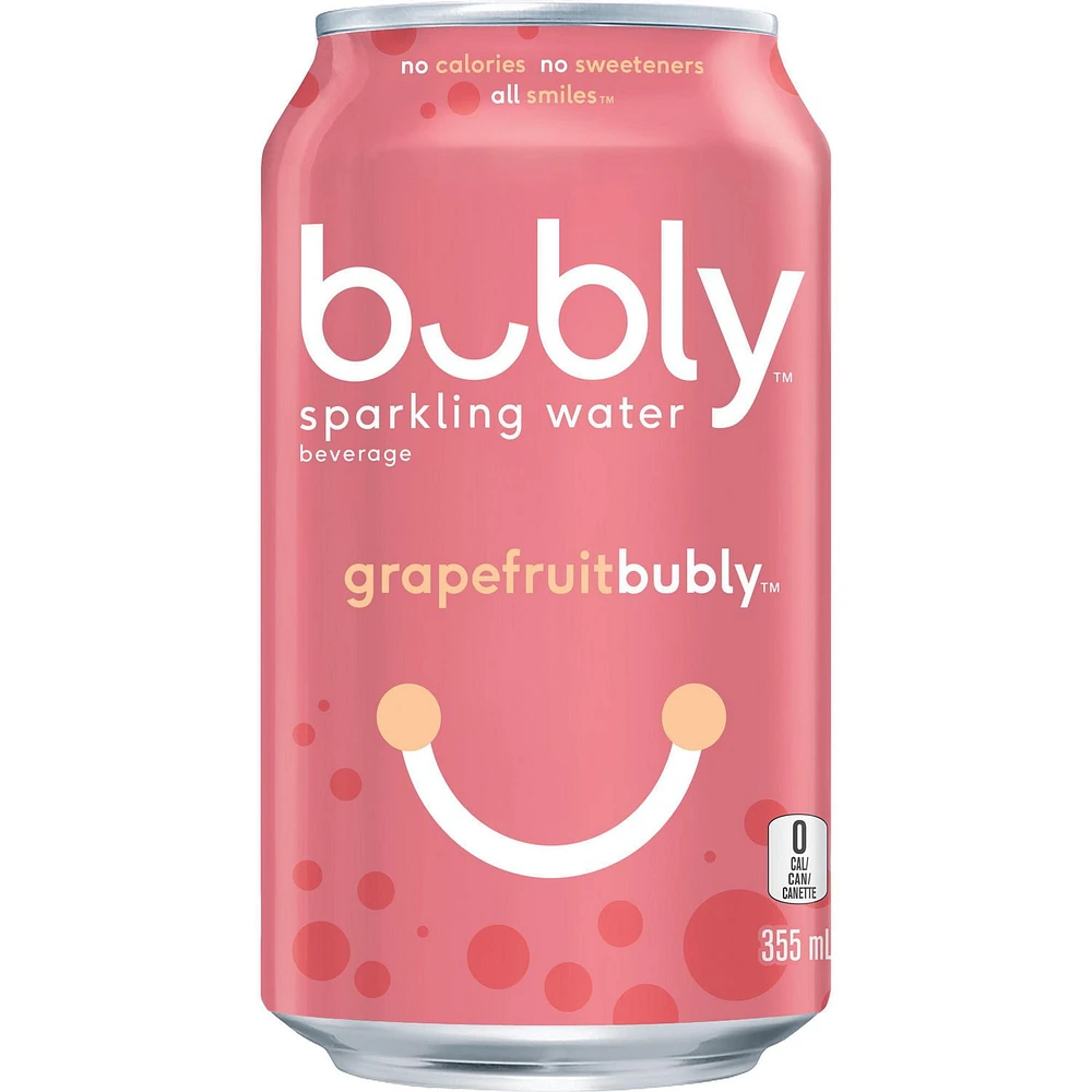 bubly grapefruit Sparkling Water Beverage, 355mL Cans, 12 Pack, 12x355mL