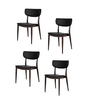Sammy Chaise de salle à manger en similicuir PU gris avec cadre en métal noir, chaise de salle à manger latérale, chaise sans accoudoirs - Set 4