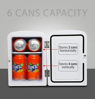 Coca-Cola Mini réfrigérateur thermoélectrique portable, capacité de 6 canettes, 4 L/4,2 qt, 12 V DC/110 V AC pour la maison, dortoir, voiture, bateau, soins de la peau, boissons, collations, médicamen