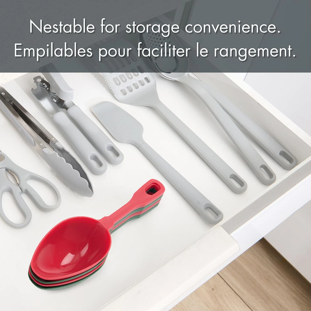 Ensemble de 4 cuillères à bonbons, rouges et vertes