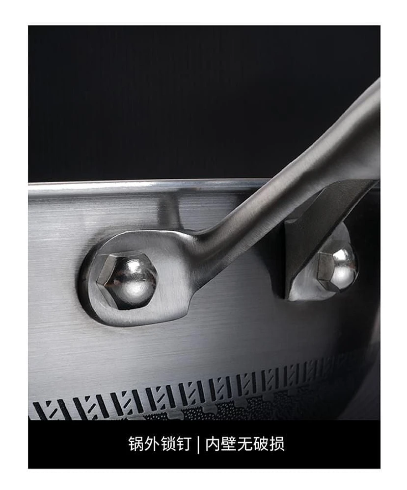 Sunwealth ALMOST NON-STICK  7-Layer 18/8 Stainless Steel Full Honeycomb Wok with Free-standing Glass Lid.