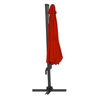 CorLiving Auvent en tissu durable de 11,5 pi avec titre décalé et parasol rotatif de luxe avec cadre en aluminium pour terrasse, jardin et plus encore