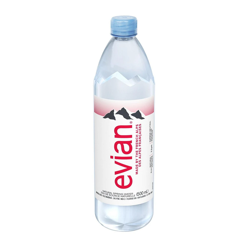 evian natural spring water, 500mL bottle, 500mL