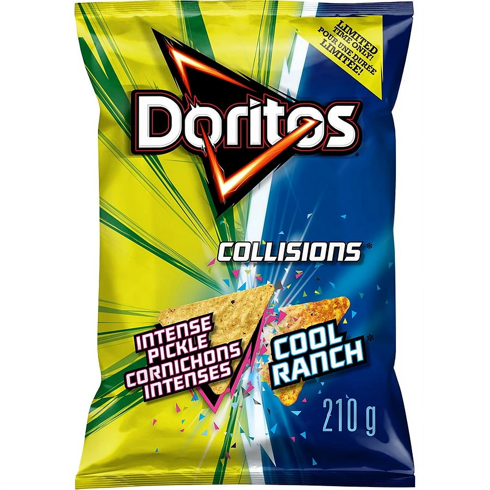 Doritos Collisions Intense Pickle and Cool Ranch Flavoured Tortilla Chips., 210 g.