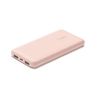 BOOST↑CHARGE 3-Port Power Bank 10K + USB-A to USB-C Cable, Rose Gold, 10k Power Bank Rose Gold