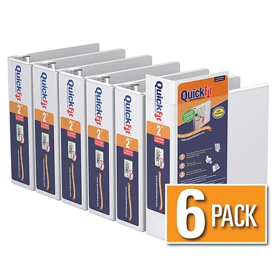 Reliure QuickFit View Junior robuste, format 8,5 po x 5,5 po, anneaux ronds, paquet de 6 ( blanc, 2 po)