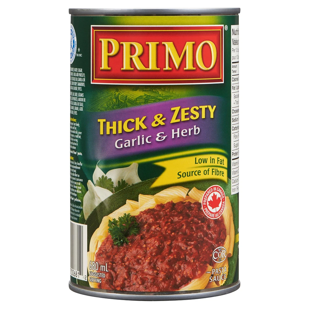 Primo Sauce Riche et Savoureuse pour pâtes, Ail et Fines Herbes sauce pour pâtes Ail et Fines Herbes