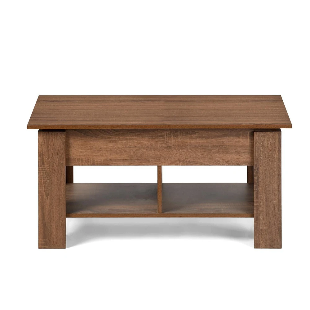 Homycasa Table basse de salon avec plateau relevable pour gagner de l'espace, noyer